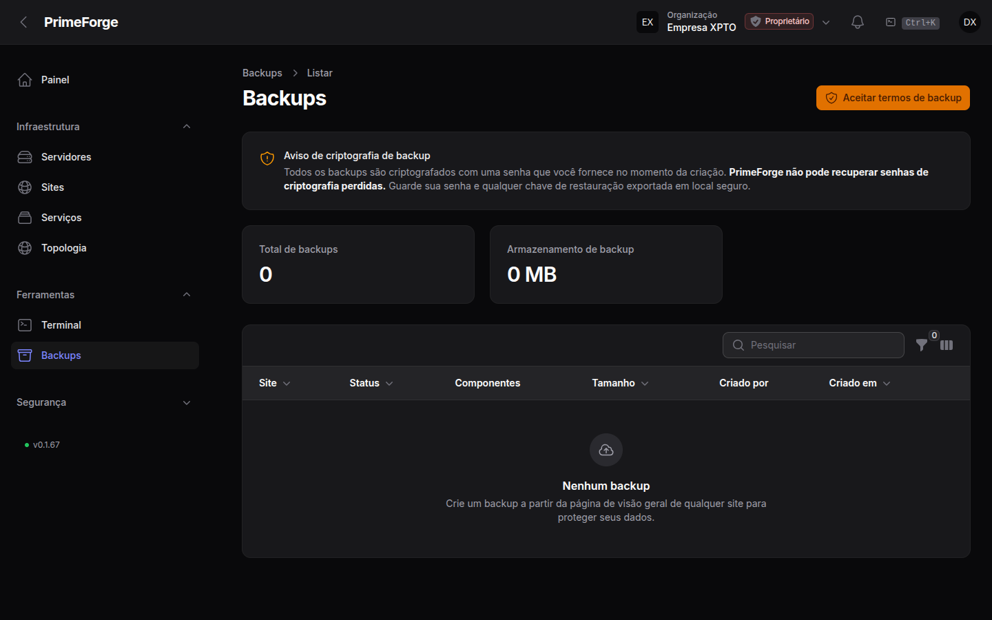 Lista de backups