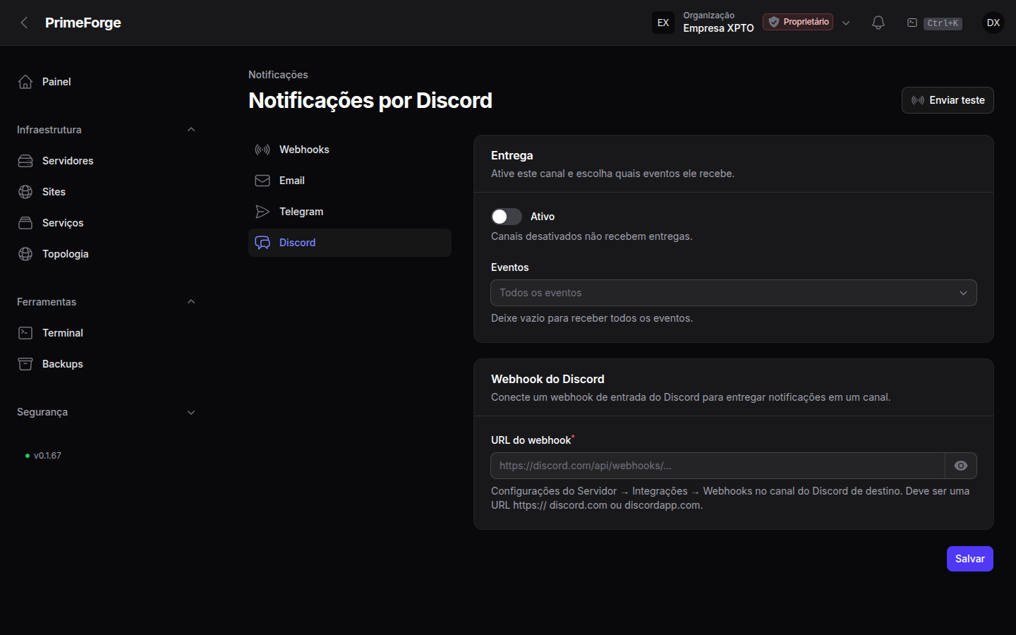 Canal do Discord