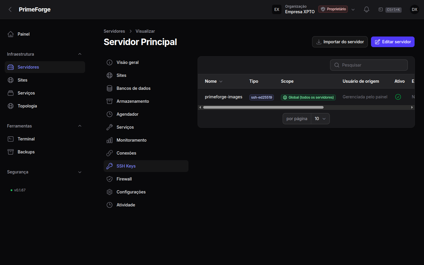 Chaves SSH de um servidor