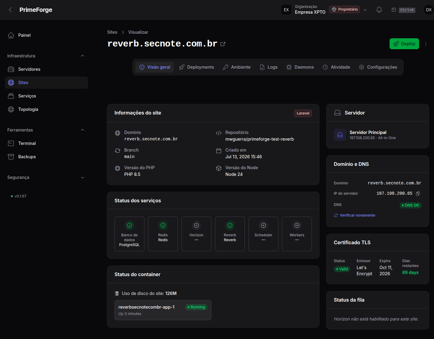 Visão geral do site